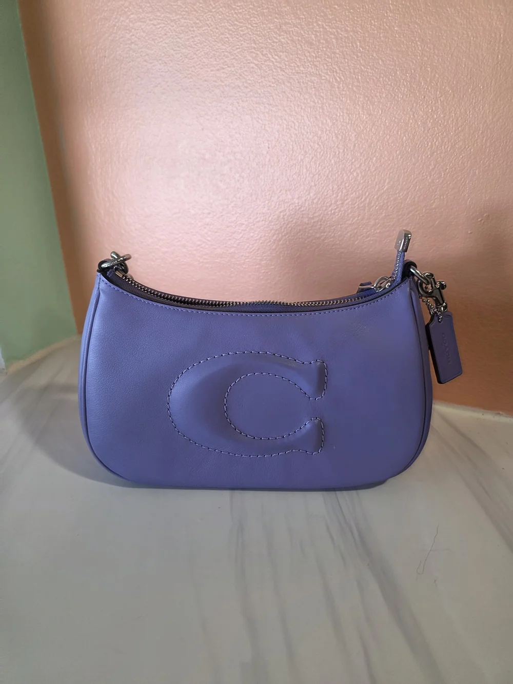 Coach Teri Lilac Smooth Leather C Shoulder Handbag Or Crossbody Bag CR099